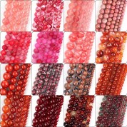 Red Series Natural Stone Beads For Diy Jewelry