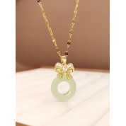 Elegant Cubic Zirconia Faux Jade Necklace