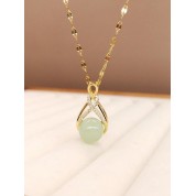 Elegant Cubic Zirconia Faux Jade Necklace