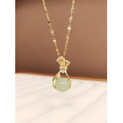 Elegant Cubic Zirconia Faux Jade Necklace