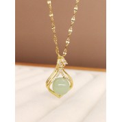 Elegant Cubic Zirconia Faux Jade Necklace