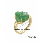 Exquisite Faux Jade Buddha Head Ring