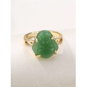 Exquisite Faux Jade Buddha Head Ring