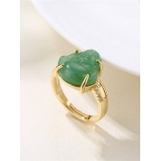 Exquisite Faux Jade Buddha Head Ring