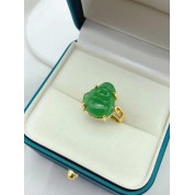 Exquisite Faux Jade Buddha Head Ring