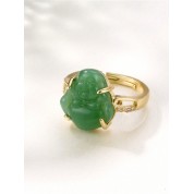 Exquisite Faux Jade Buddha Head Ring