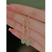 Elegant Palace Style Tassel Jade Earrings