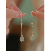 Elegant Palace Style Tassel Jade Earrings