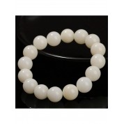 Bodhi Root Beaded Bracelet With White Jade