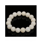 Bodhi Root Beaded Bracelet With White Jade