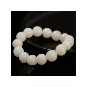 Bodhi Root Beaded Bracelet With White Jade