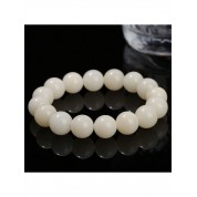 Bodhi Root Beaded Bracelet With White Jade