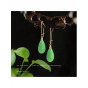 Elegant Green Teardrop Jade Earrings