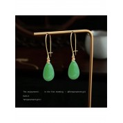 Elegant Green Teardrop Jade Earrings