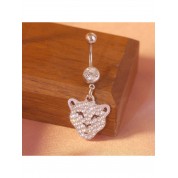 Elegant White Zirconia Leopard Belly Ring