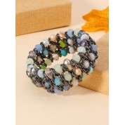 Elegant Crystal Beaded Triple Row Bracelet