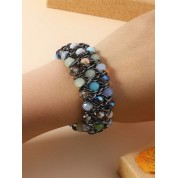 Elegant Crystal Beaded Triple Row Bracelet