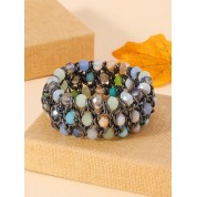 Elegant Crystal Beaded Triple Row Bracelet