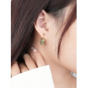 Vintage Luxurious Hetian Jade Silver Earrings