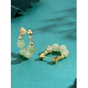 Vintage Luxurious Hetian Jade Silver Earrings