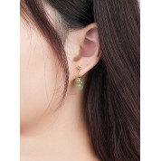 Vintage Luxurious Hetian Jade Silver Earrings