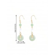 Retro Imitation Jade Tassel Earrings