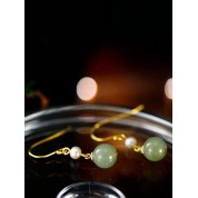 Elegant Handmade Imitation Jade Pearl Earrings