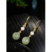 Elegant Handmade Imitation Jade Pearl Earrings