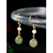 Elegant Handmade Imitation Jade Pearl Earrings