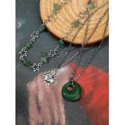 Vintage Gothic Green Stone Necklace Set