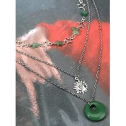 Vintage Gothic Green Stone Necklace Set