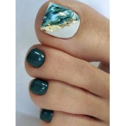 Classic Dark Green Jade Press-on Toe Nails