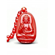 Natural Red Agate Buddha Pendant Necklace