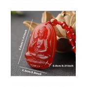 Natural Red Agate Buddha Pendant Necklace