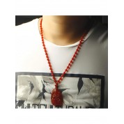 Natural Red Agate Buddha Pendant Necklace