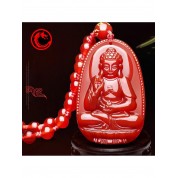 Natural Red Agate Buddha Pendant Necklace