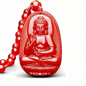 Natural Red Agate Buddha Pendant Necklace