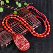 Natural Red Agate Buddha Pendant Necklace