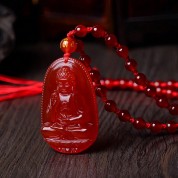 Natural Red Agate Buddha Pendant Necklace