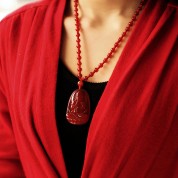 Natural Red Agate Buddha Pendant Necklace