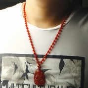 Natural Red Agate Buddha Pendant Necklace