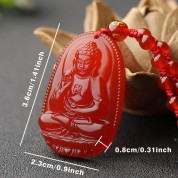 Natural Red Agate Buddha Pendant Necklace