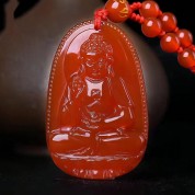 Natural Red Agate Buddha Pendant Necklace