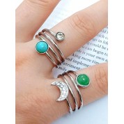 Bohemian Faux Jade Stainless Steel Ring Set