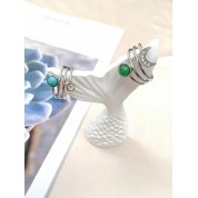 Bohemian Faux Jade Stainless Steel Ring Set