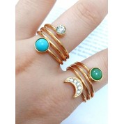 Bohemian Faux Jade Stainless Steel Ring Set