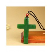 Natural Jade Handmade Cross Pendant Necklace