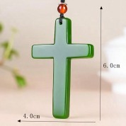 Natural Jade Handmade Cross Pendant Necklace