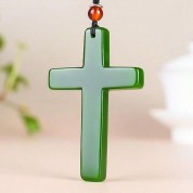 Natural Jade Handmade Cross Pendant Necklace