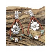 Bohemian Jade Beaded Leather Earrings